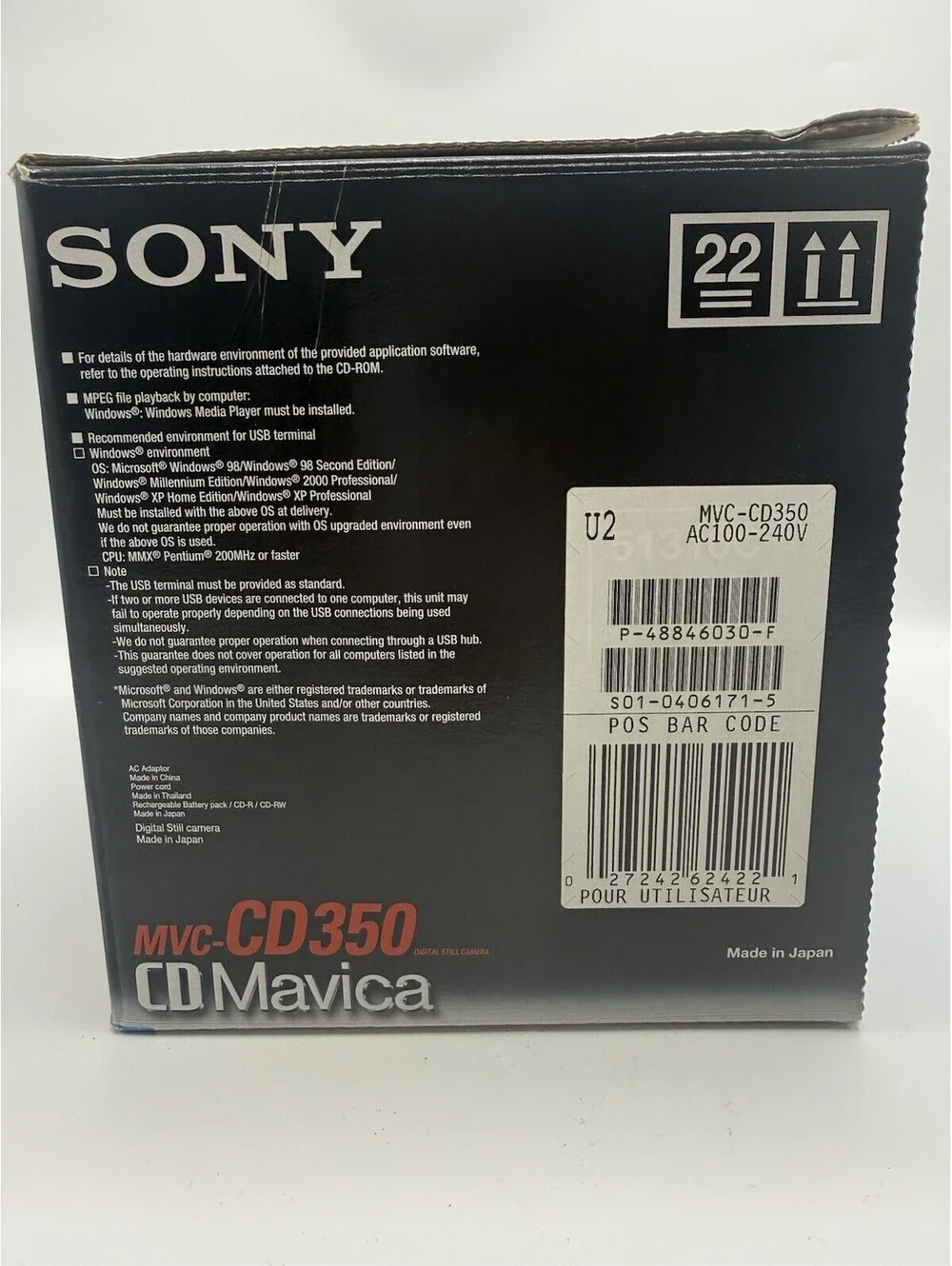 Sony Mavica MVC-CD350 3.2MP Digital Camera Untested No Charger